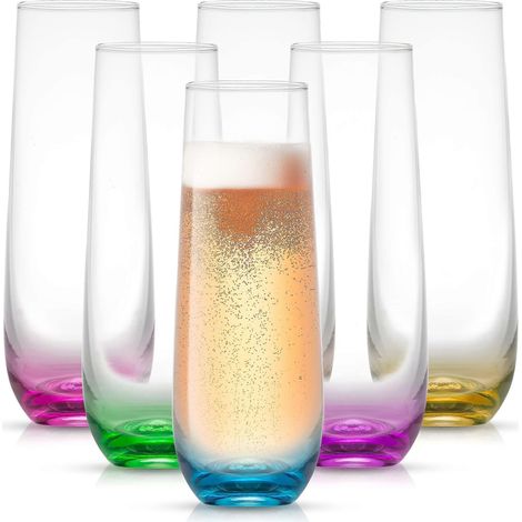 Ensemble de 6 flûtes à champagne sans pied - Verres de 280 ml pour cocktails (1/5)