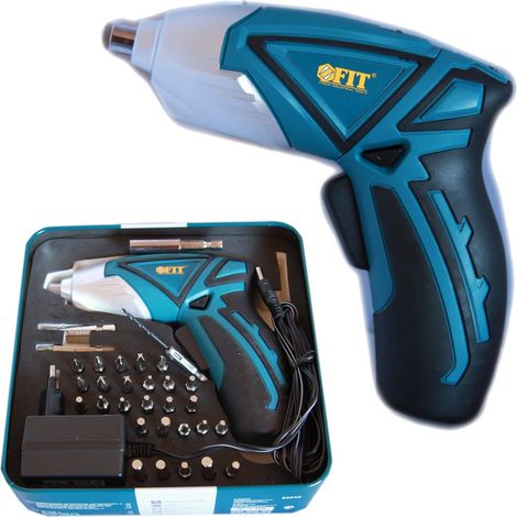 Trade Shop - Mini Taladro/atornillador Con 33 Brocas Recargables Sin Cable De 4,8 Voltios Fit - (1/4)