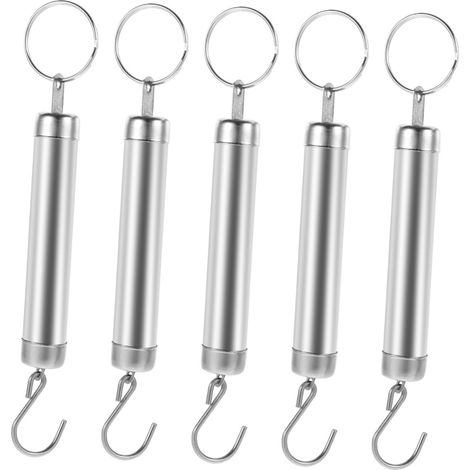 Lot de 5 balances à crochet, acier inoxydable, poignée lisse, pour bagages et fruits, usage voyage et cuisine (1/5)