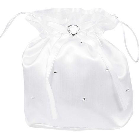 Sac à main Dolly en satin blanc décoré de fleurs (fleur et perle) pour demoiselle d'honneur-White (1/3)