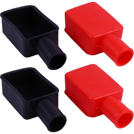 4 Pièces Capuchons Protecteurs en Caoutchouc pour Bornes de Batterie Positive et Négative, cosse 12v, couvercle isolant pour voiture, pour Voitures, Camions, Moto (Rouge et Noir) (1/5)