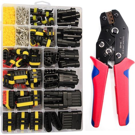 Lifcausal – Kit de 708 connecteurs électriques étanches – Conductivité améliorée – IP68 – Pour voitures, motos, camions, bateaux – Pince à sertir incluse