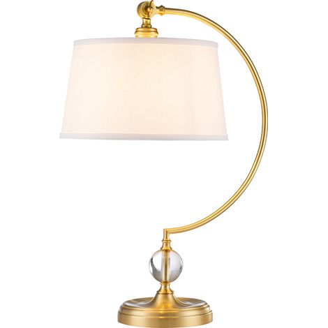 Elstead Quoizel Jenkins Lampe de table avec abat-jour conique rond laiton brossé (1/5)