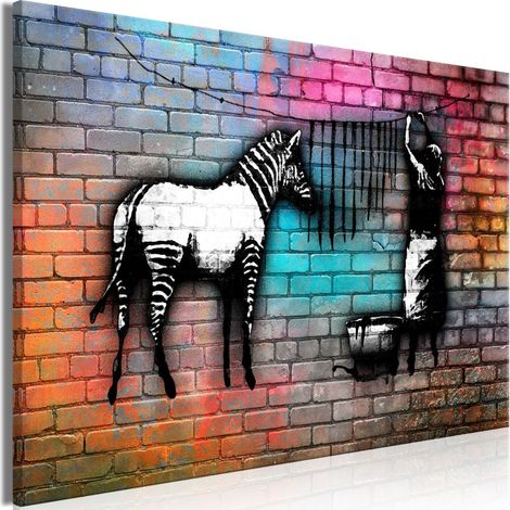 Tableau Imprimé "Washing Zebra Colourful Brick Wide" 60 x 90 cm (1/2)