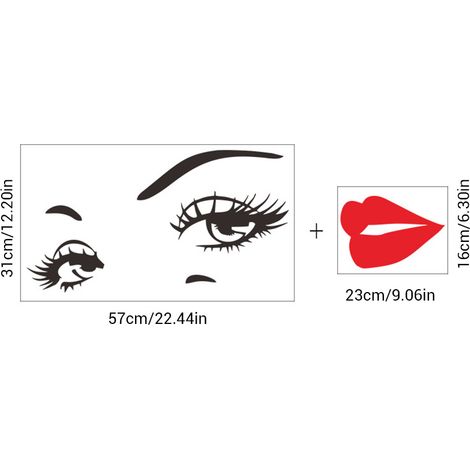 Sticker mural visage de femme aux lèvres rouges - Décoration pour salon et chambre (1/5)