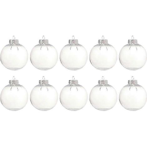 Lot de 10 boules de Noël transparentes, boules rondes de 8 cm à remplir, pour décorations de sapin de Noël à faire soi-même et contenants à bonbons. (1/5)