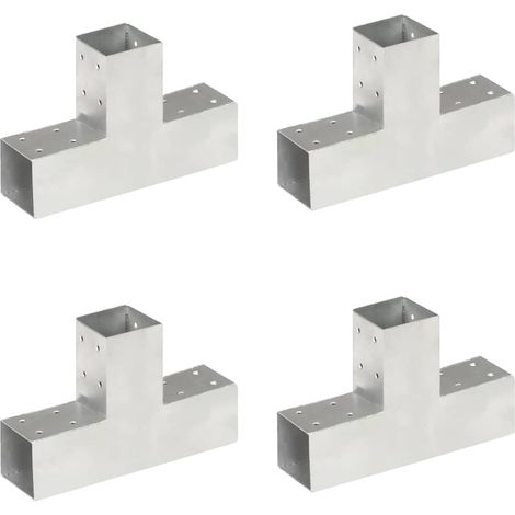 145456 Post Connectors 4 pcs T Shape Galvanised Metal 71x71 mm vidaXL