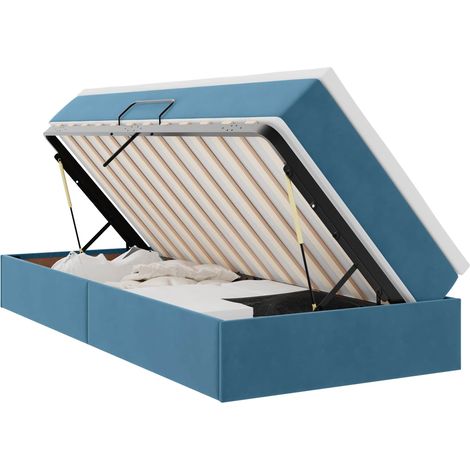 Maison Exclusive - Lit avec rangement et matelas Bleu foncé 100 x 200 cm Velours