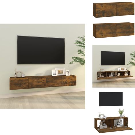 Meubles TV muraux 2pcs chêne fumé 100x30x30cm bois d'ingénierie - Meuble Tv Mural - Armoire Tv Murale - Support Tv - Unité Tv - Rangement Tv (1/5)