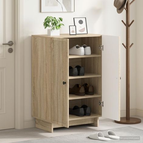vidaXL Shoe Cabinet EDE 59.5 x 39.5 x 90 cm Engineered Wood Sonoma Oak (1/5)