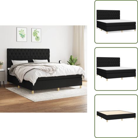 Boxspringbett mit Matratze Schwarz 160x200 cm Stoff - Boxspringbett - Doppelbett - Schlafsystem - Bettrahmen - Matratze