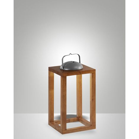 Lampe de table LED Blend 3W 3000K blanc chaud avec variateur tactile, finition métal et bois - IP54, 200 x 200 x 414 mm - Noyer