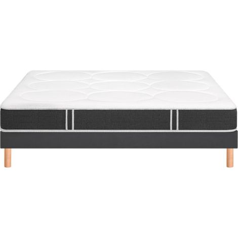 Ensemble Bultex COMFORTING + Sommier UNIC + pieds 80x190 Tissu gris foncé Mousse (1/5)