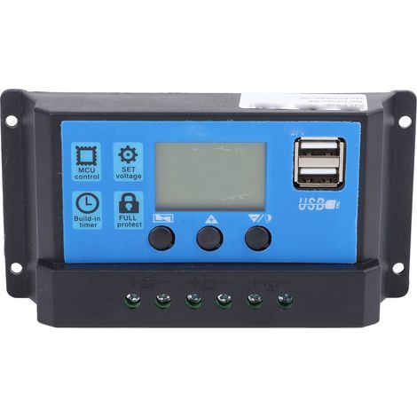PWM-Solarladeregler mit LCD-Bildschirm, Dual-USB-Ausgangsregler 12 V/24 V, 30 A automatische Anpassung (1/5)