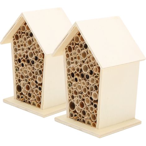 2 ruches naturelles artisanales, maisons à insectes, abris à miel, habitats pour abeilles pollinisatrices sauvages, maisons à abeilles de jardin, tours à abeilles (1/5)