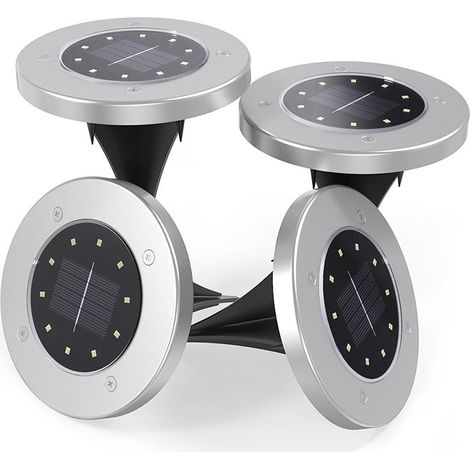 [JAMAIS UTILISÉ]Lampe solaire de jardin à 8 LED en acier inoxydable, blanc chaud, 4 pièces (1/5)
