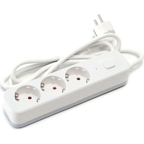 Multiprise Allemande série L à 3 Voies avec Interrupteur, 5 m de câble 3G 1,5 mm² en Blanc et Gris, pour n'importe Quel Espace, Confort et sécurité.