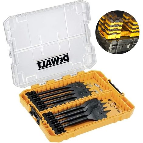 DeWalt DT70751 Flat Wood Spade Bit Set 9 Piece 12mm - 32mm + Tough Case Tstak