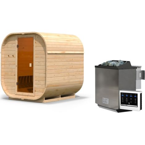 Sauna Extérieur Karibu Quadro 1 Bois 38mm 2-4 Places Poêle 9kW (1/5)
