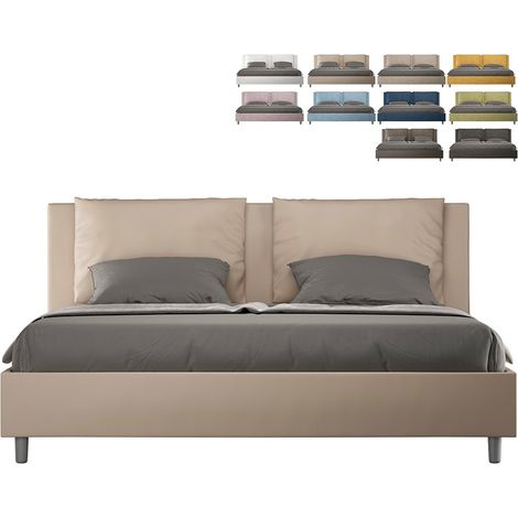 Letto matrimoniale king size con rete imbottito 200x200 similpelle tortora Antea (1/5)