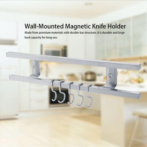 Support magnétique mural en acier inoxydable pour couteaux, double barre de rangement pour ustensiles de cuisine, 40 cm (1/5)