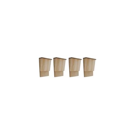 Fledermauskästen, 4er-Set, 22 x 12 x 34 cm, aus Holz - Crezuo