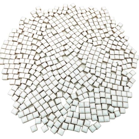 Lot de 500 carreaux de mosaïque carrés en céramique - 500 g - 1 x 1 cm - Fait à la main - Pour les amateurs de projets de mosaïque et de décoration d'intérieur (blanc) (1/5)