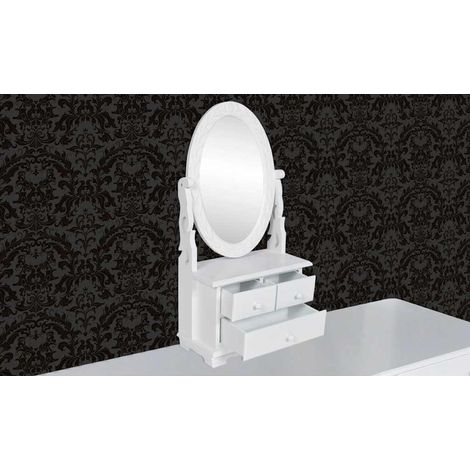 vidaXL Coiffeuse avec miroir pivotant ovale MDF (1/5)