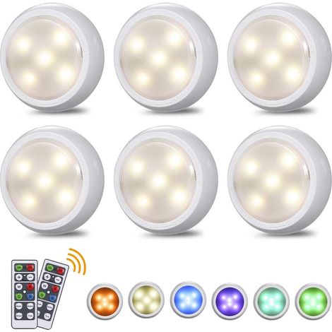 Éclairage LED sous Meuble de Cuisine sans Fil avec Télécommande, Dimmable, Minuterie 3/6/12H, Lot de 6, RGBW, USB Rechargeable (1/5)