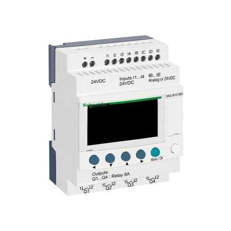 Relé programable compacto zelio logic - 12 e s - 24 v cc - reloj - pantalla - SR2B121BD