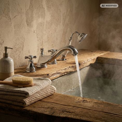 PaulGurkes Robinet de baignoire 4 trous Style rétro Nostalgie Mélangeur Vintage (1/5)