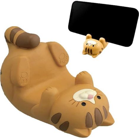 Funny Cat Holder Support Universel pour Téléphone Portable pour Bureau, Support Telephone Bureau, Porte Telephone, (Brun) (1/4)