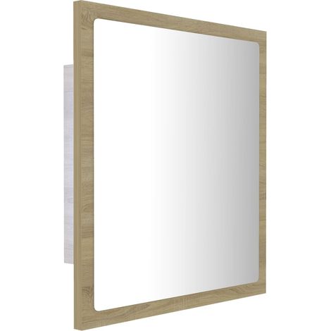 Specchio da bagno a LED 40 x 8,5 x 37 cm rovere acrilico 020006961