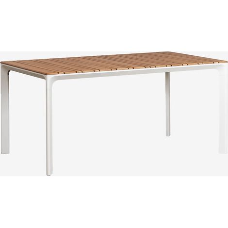 Mesa de jardín rectangular 160x90 cm en aluminio y madera de teca Katiana SKLUM             