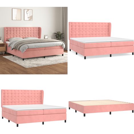 Sommier à lattes de lit avec matelas Rose 200x200 cm Velours - Lit Double - Lit Velours - Lit Rose - Lit Design - Literie - Home & Living (1/5)