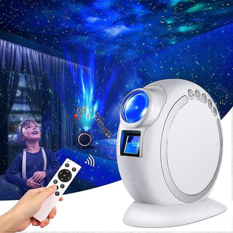 Projecteur d'étoiles intelligent, veilleuse rotative avec musique Bluetooth et télécommande créative, blanc. (1/5)
