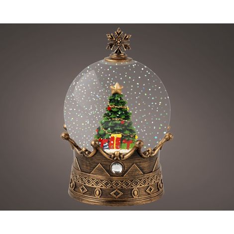 Palla di neve LED water spinner D 12,5 cm altezza 19 cm oro Peraga Christmas