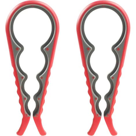 Abrebotellas para personas con poca fuerza en las manos o personas mayores con artritis, abrelatas multifuncional 4 en 1: pinza y abrebotellas (rojo).