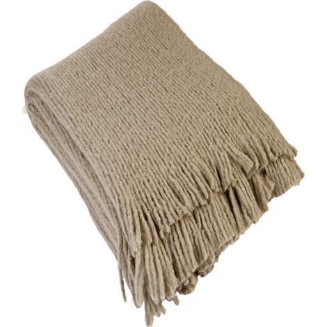 Plaid maille - Effet laine tricotée Taupe 130x160 cm