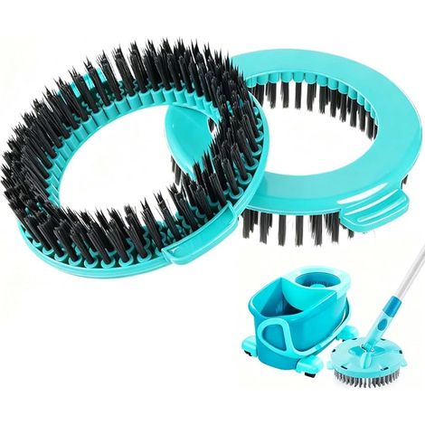 Lot de 2 têtes de Rechange pour Balai à récurer Leifheit Clean Twist Disc Mop Ergo - Diamètre : 15,8 cm - Poils durs Ronds - pour Le Nettoyage des sols durs de la Cuisine et de la Salle de Bain (1/5)
