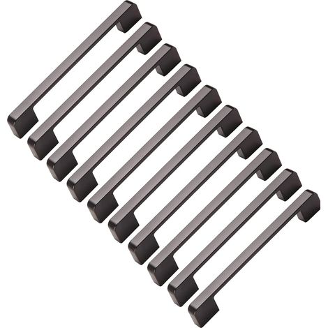 Poignée Meuble Noire 224mm Lot de 10 - Barre Tirage Porte Cuisine, Poignée de Placard Moderne, Entraxe 224mm Poignee Armoire Design (1/5)