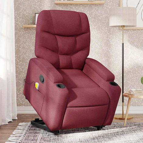 Fauteuil inclinable de massage-Chaise de relaxation-Fauteuil Relax Rouge bordeaux Tissu 569131 (1/5)