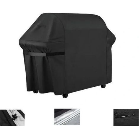 Housse de barbecue d'extérieur rectangulaire 145 x 61 x 117 cm, 210D UV et imperméable, adaptée pour Weber, Holland, Jennair Campingaz et plus. (1/4)
