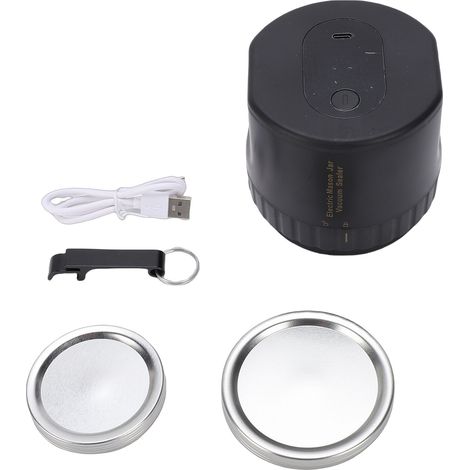 Scelleuse sous vide électrique silencieuse et Rechargeable pour bocaux de conserve, Machine à sceller avec 10 couvercles pour le stockage des aliments, noir (1/5)