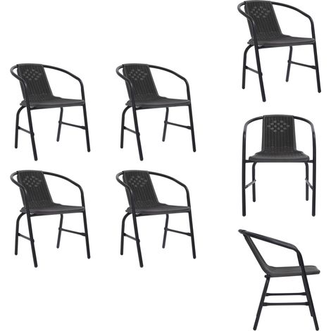 Chaises de jardin lot de 4 Rotin plastique et acier 110 kg - Chaise De Jardin - Ensemble De Chaises - Meubles De Jardin - Rotin Plastique - Chaise Extérieure (1/5)