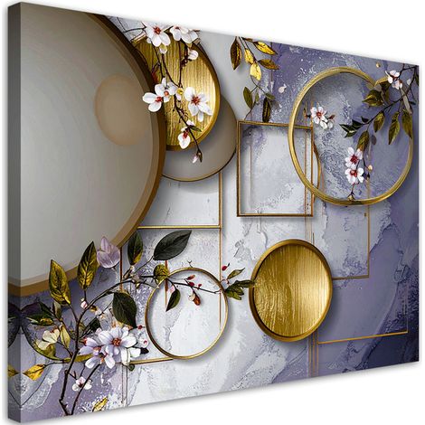 Leinwandbild Violette Abstraktion Formen Blumen Blätter 120x80 (1/5)