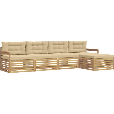 Outdoor-Sofagarnitur 5 stk. 4-Sitzer Weiß und Beige vidaXL (1/5)