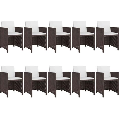 Maison Exclusive - Set da Pranzo da Giardino 11 pz con Cuscini Polyrattan Marrone (1/5)