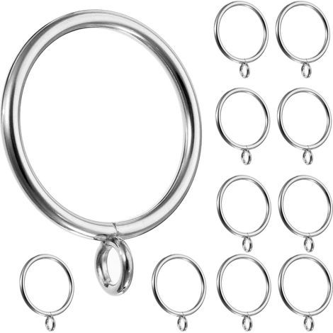 Pack of 50 38mm Curtain Hanging Rings – Metal Hooks for Rods up to 35mm in Diameter – Silver (1/5)