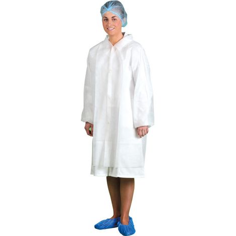 Bata de PP con abertura frontal para visitas, desechable, blanco D118 XL Blanco